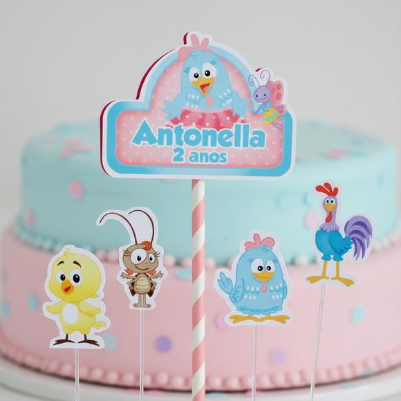 Topo de Bolo Galinha Pintadinha Candy