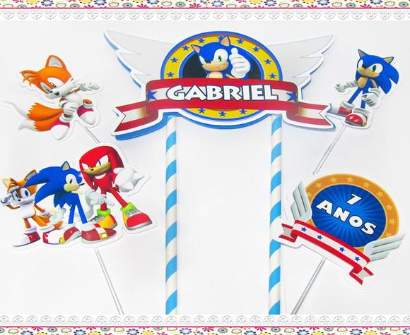 Topo de Bolo Personalizado Sonic