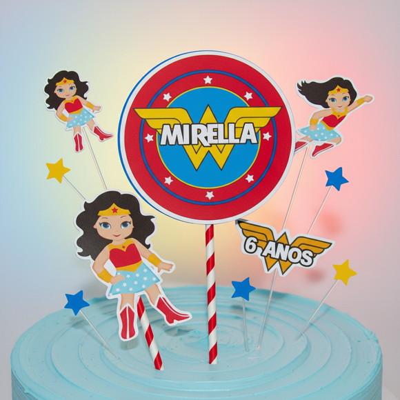 Topo de Bolo Personalizado Mulher Maravilha