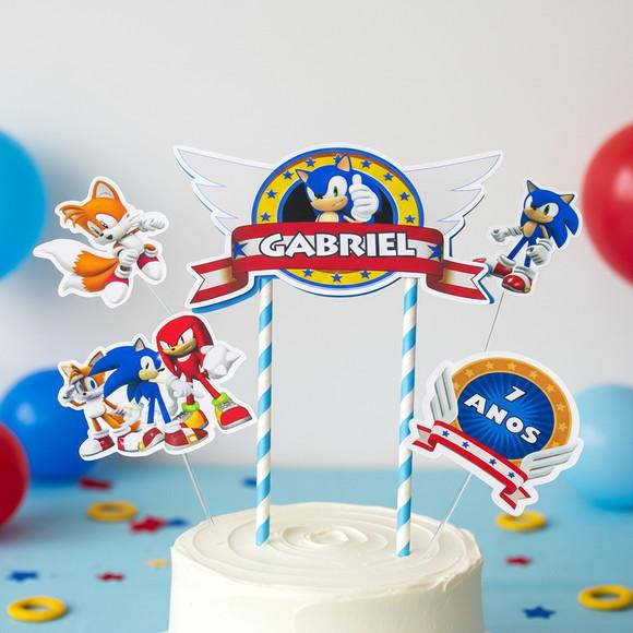 Topo de Bolo Personalizado Sonic