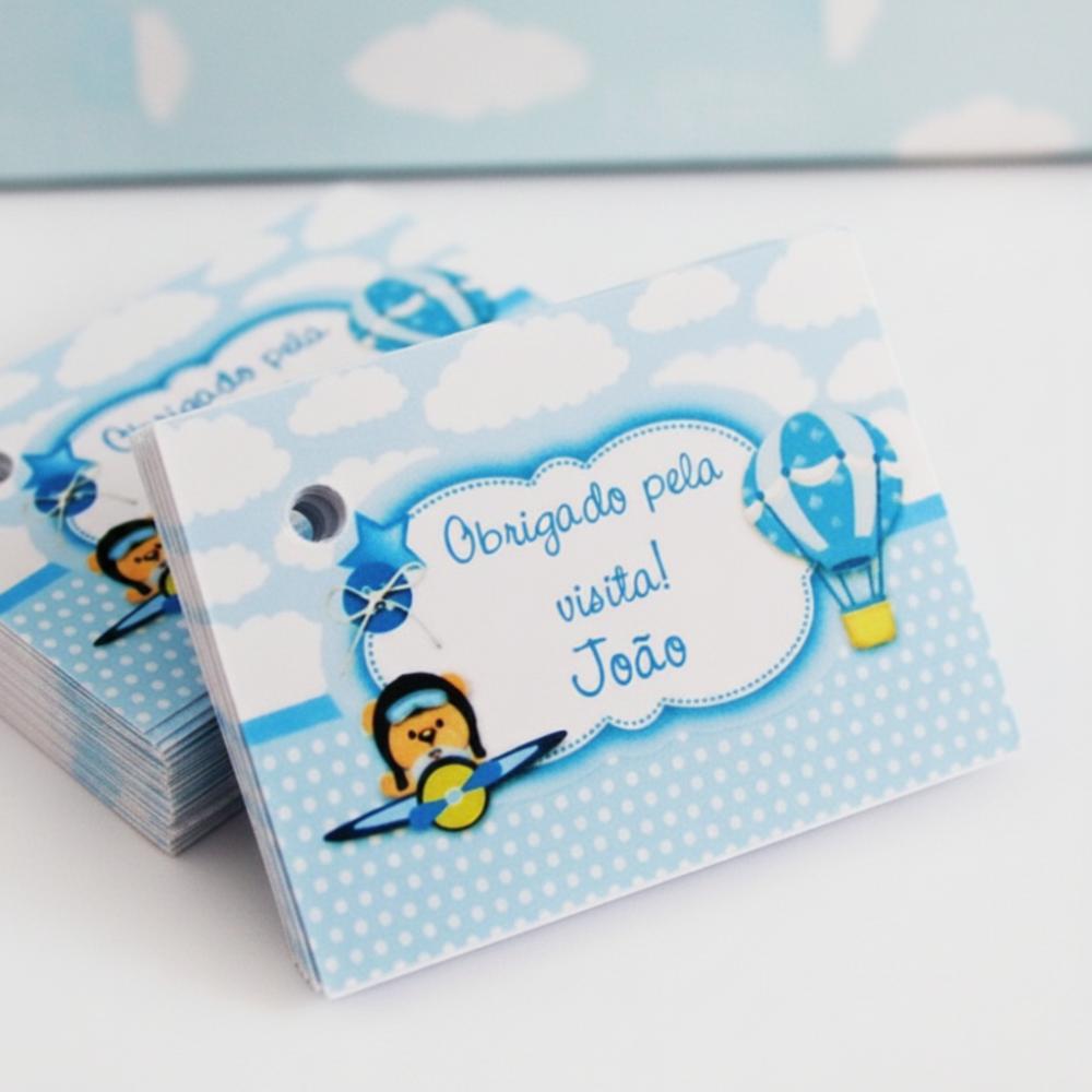 Tag Personalizada para Lembrancinha Ursinho Aviador