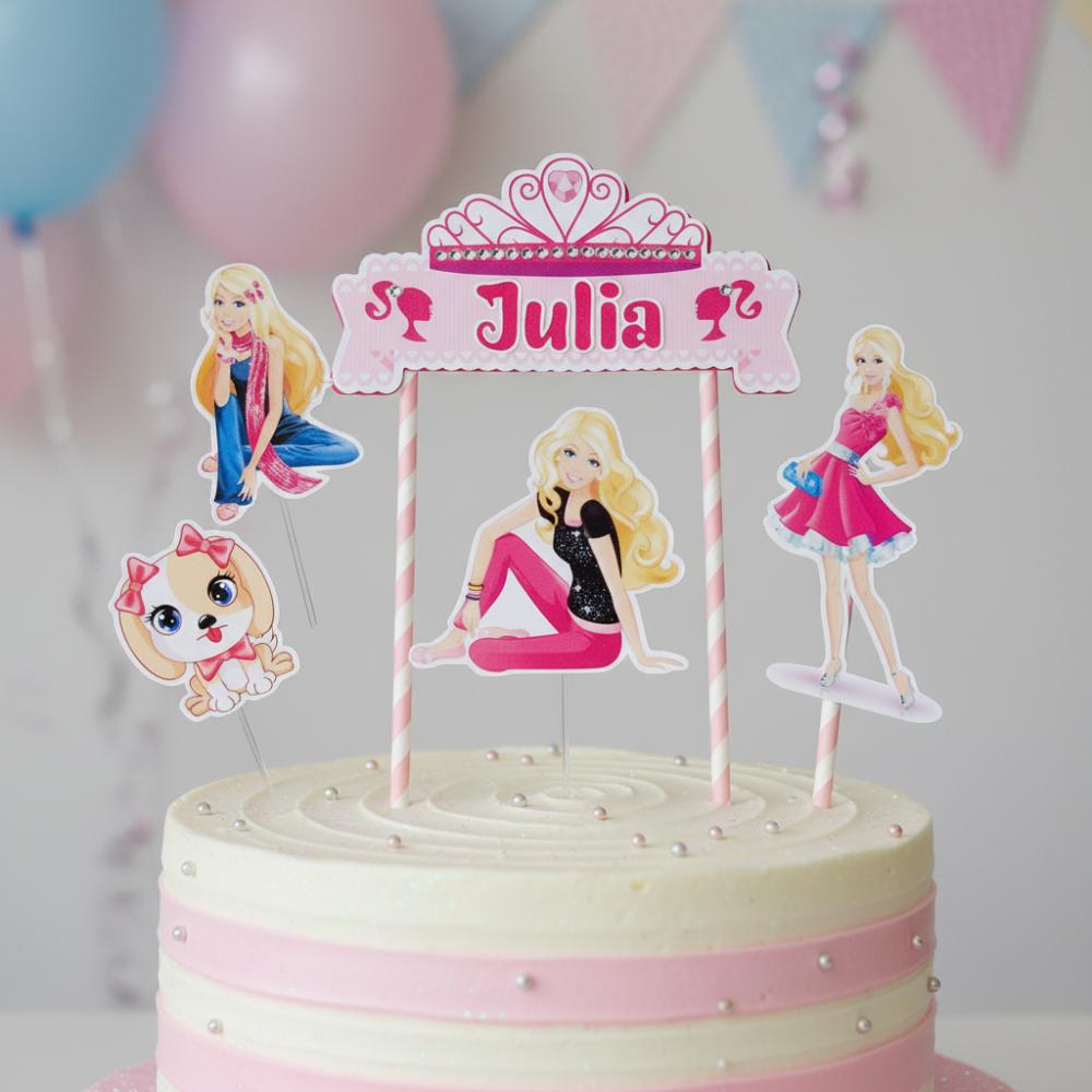 Topo de Bolo Personalizado Barbie
