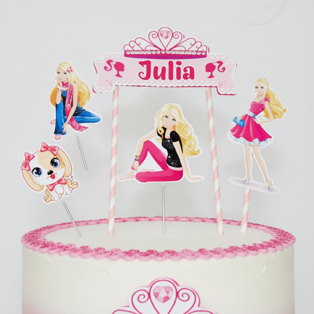 Topo de Bolo Personalizado Barbie