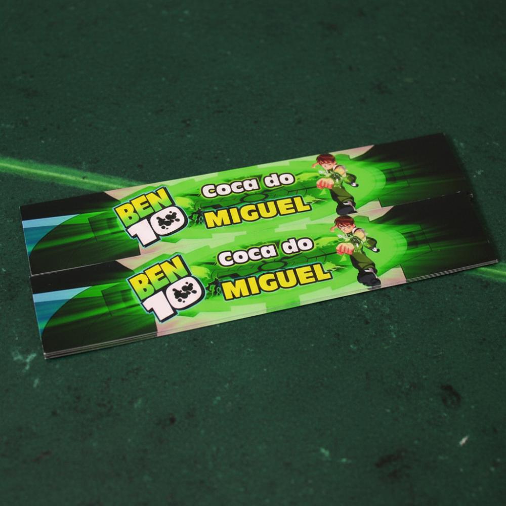 Rótulo Garrafinha de Refrigerante ou Água Ben 10