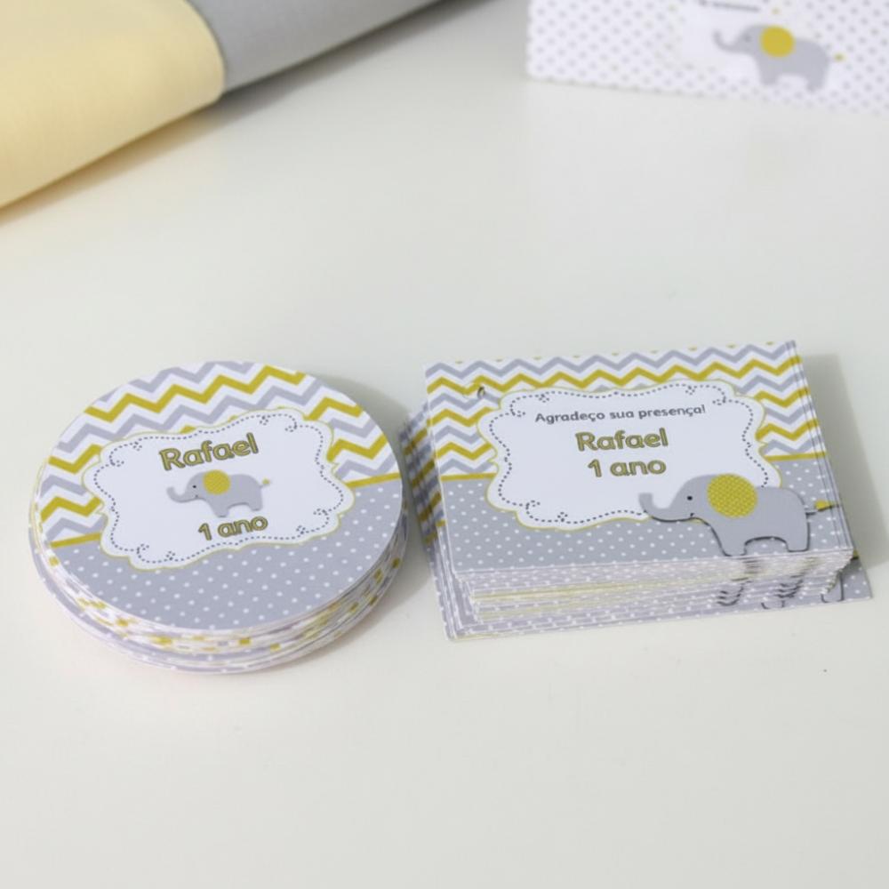 Kit Adesivo e Tag Chá de Bebê Elefantinho
