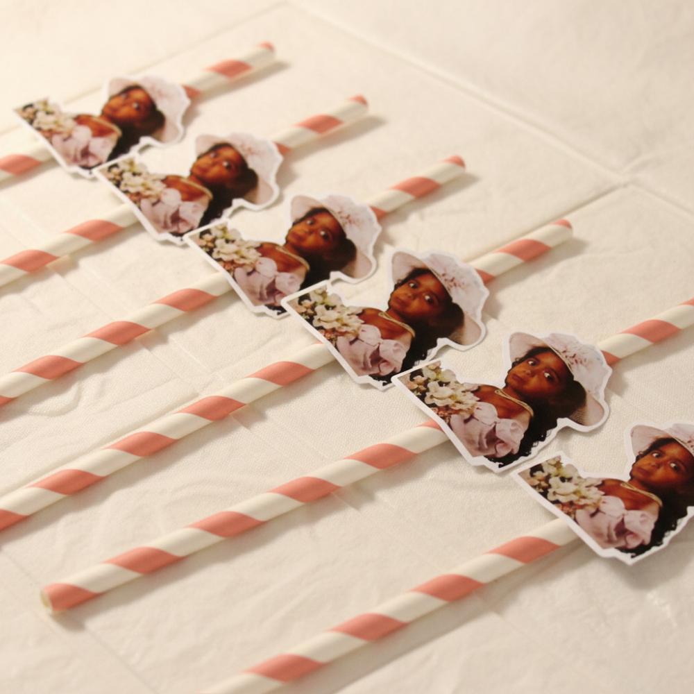 Canudo de Papel Personalizado Carinha de Festa