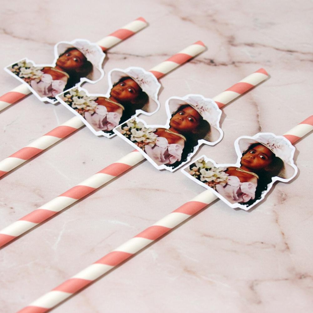 Canudo de Papel Personalizado Carinha de Festa