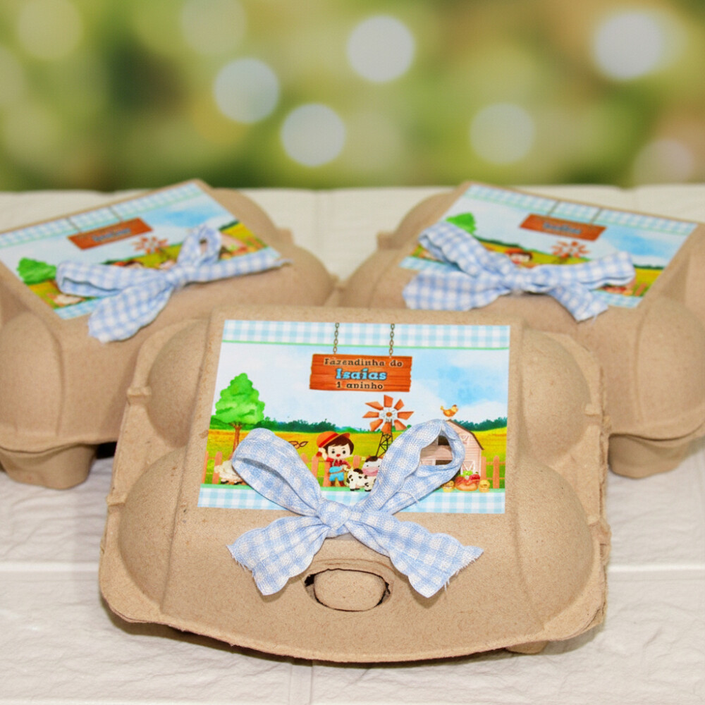 Caixinha de Ovos Personalizada Fazendinha Baby