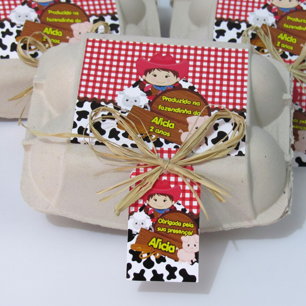 Caixinha de Ovos Personalizada Fazendinha Rosa