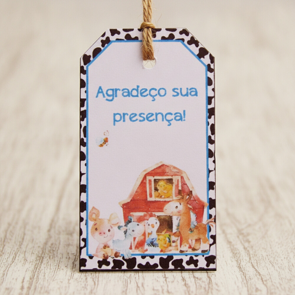 Tag para Lembrancinha Fazendinha Aquarela