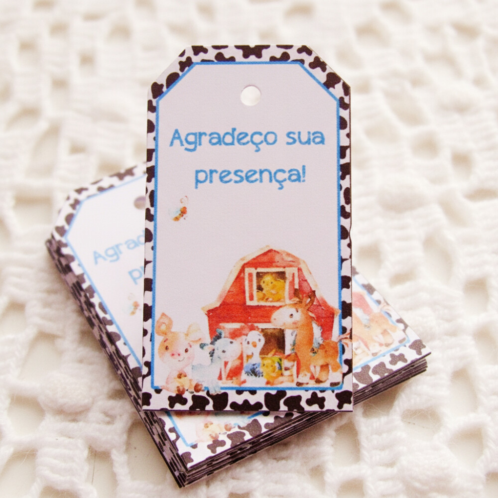 Tag para Lembrancinha Fazendinha Aquarela