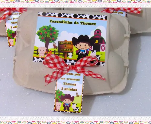 Caixinhas de Ovos personalizadas Fazendinha Menino