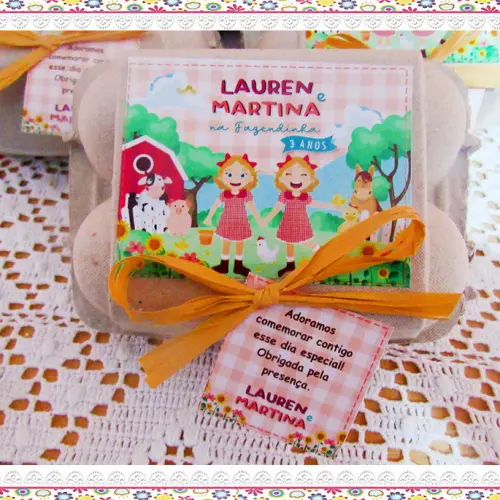 Caixinha de ovos personalizada Fazendinha Mnina