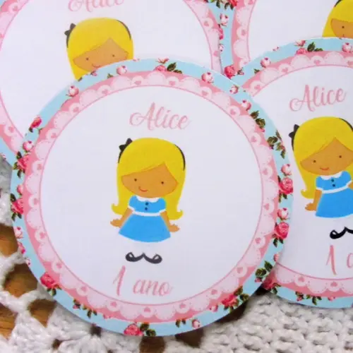 Adesivo Personalizado para Lembrancinhas Alice