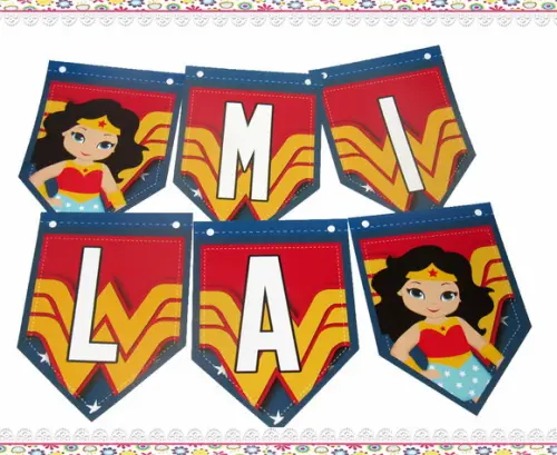 Bandeirolas Tema Mulher Maravilha