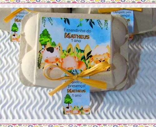 Caixinha de Ovos Fazendinha Aquarela