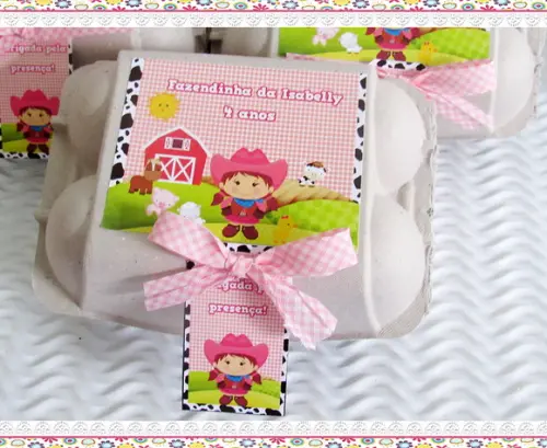 Caixinha de Ovos Personalizada Fazendinha Menina