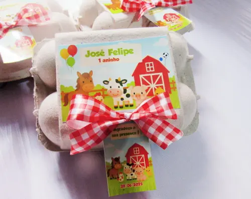 Caixinha de Ovos Personalizada Tema Fazendinha