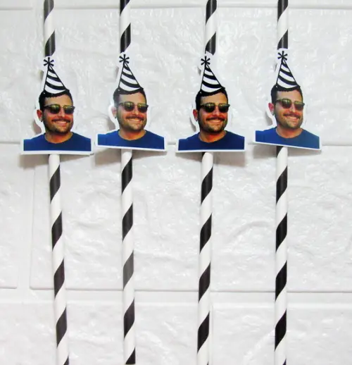 Canudo de Papel Personalizado Carinha de Festa