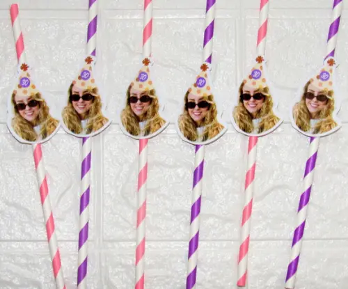 Canudo de Papel Personalizado Carinha de Festa Chapeuzinho