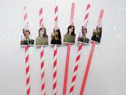 Canudo de Papel Personalizado Carinha de Festa