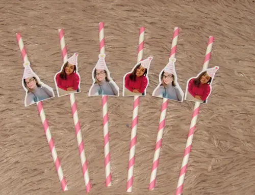 Canudo de Papel Personalizado Carinha de Festa Chapeuzinho