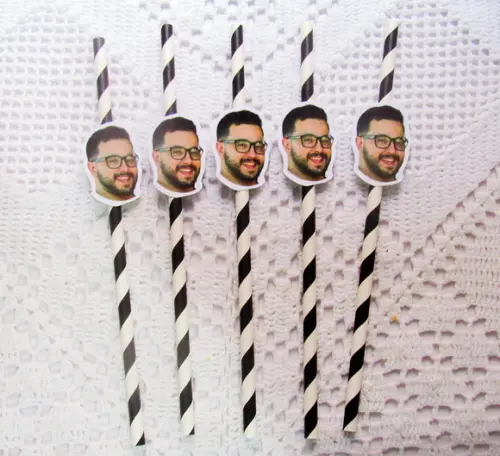 Canudo de Papel Personalizado com Foto Rostinho