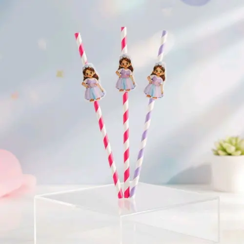 Canudo de Papel Personalizado Festa Infantil