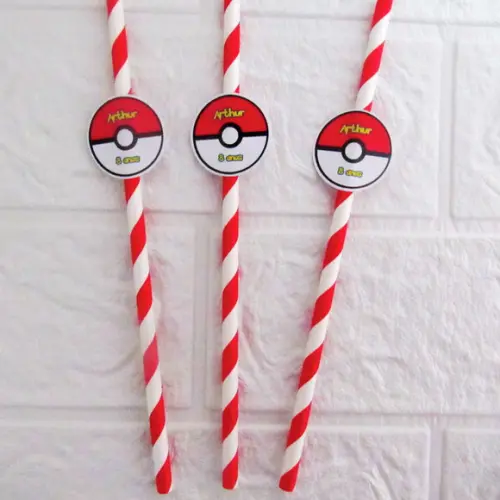 Canudo de Papel Personalizado Pokémon