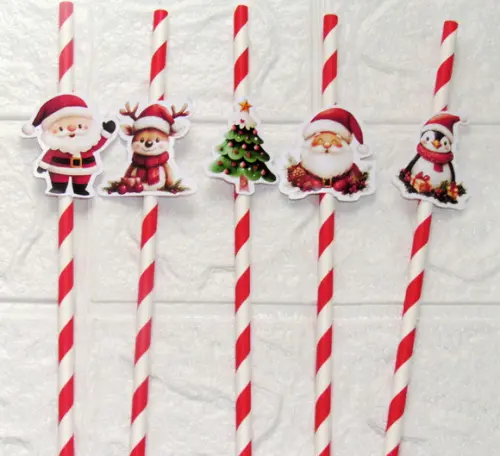 Canudo de Papel Personalizado Natal