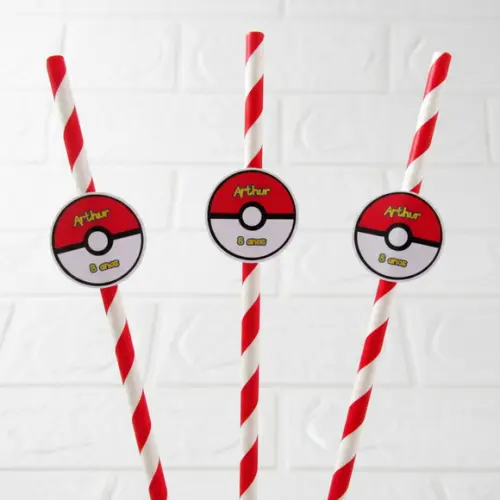 Canudo de Papel Personalizado Pokémon