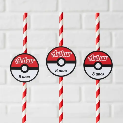 Canudo de Papel Personalizado Pokémon