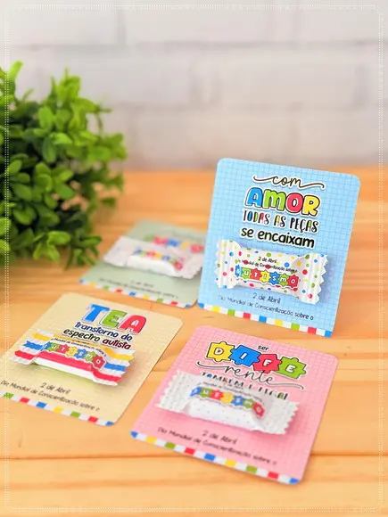 Card com Balinha Personalizada Conscientização do Autismo
