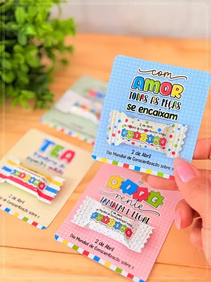 Card com Balinha Personalizada Conscientização do Autismo