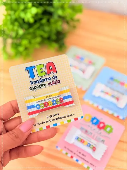 Card com Balinha Personalizada Conscientização do Autismo