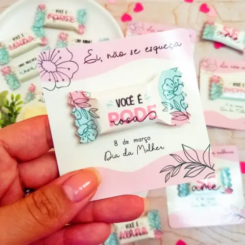 Card com Balinha Personalizada Dia da Mulher