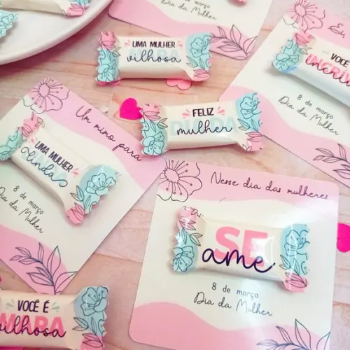 Card com Balinha Personalizada Dia da Mulher