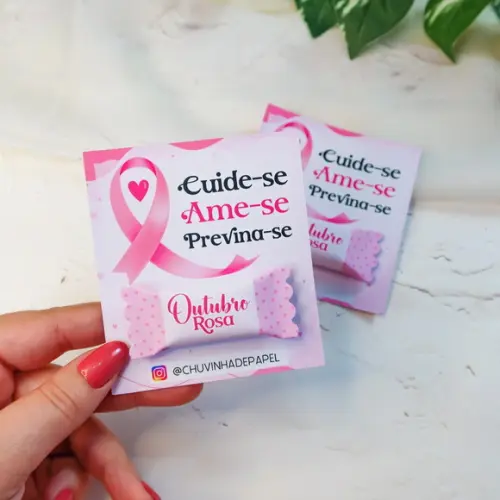 Card com Balinha Personalizada Outubro Rosa