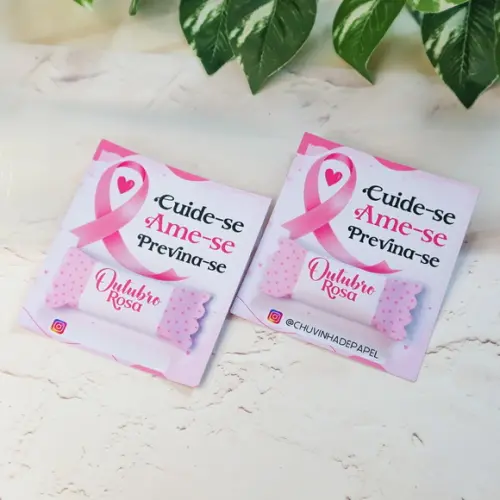 Card com Balinha Personalizada Outubro Rosa
