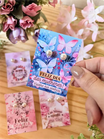 Card com Brinco Lembrancinha Dia da Mulher
