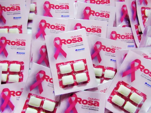 Card com Chiclete Brinde Outubro Rosa