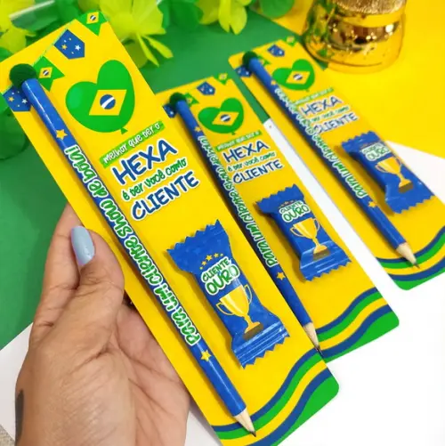 Card com Lápis e Balinha Copa do Mundo
