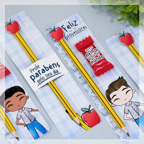Card com Lápis e Balinha Dia dos Professores