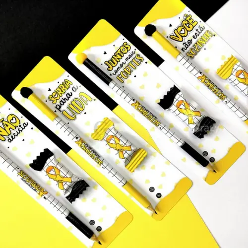 Card com Lápis e Balinha Setembro Amarelo