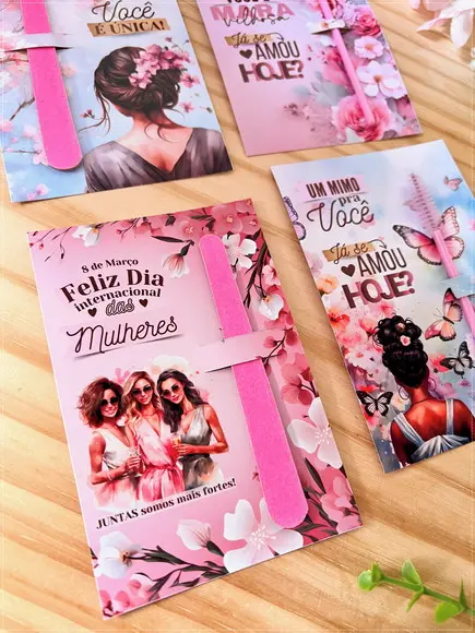 Card com Mini Lixa Personalizada Dia da Mulher