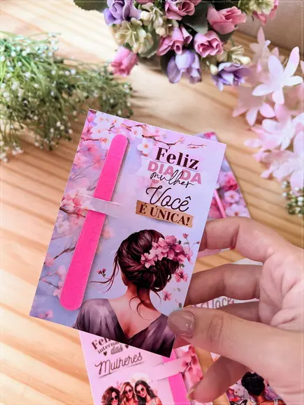 Card com Mini Lixa Personalizada Dia da Mulher