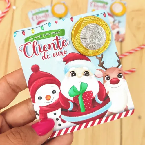 Card com Moeda de Chocolate Brinde Natal