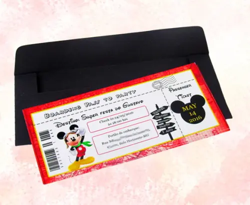Convite Passagem Aérea Mickey Aviador