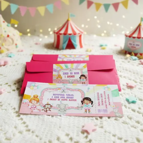 Convite Personalizado Ingresso de Circo Menina