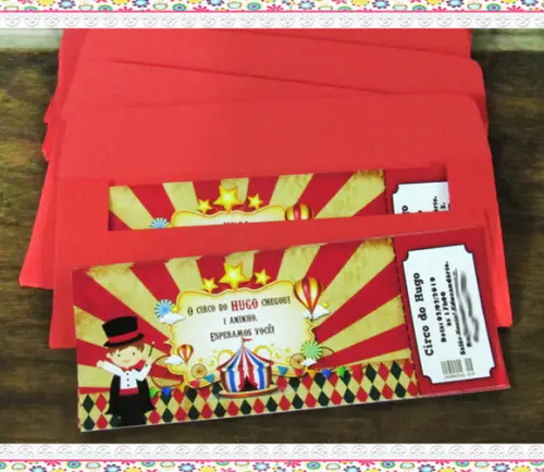 Convite Personalizado Ingresso de Circo Vintage